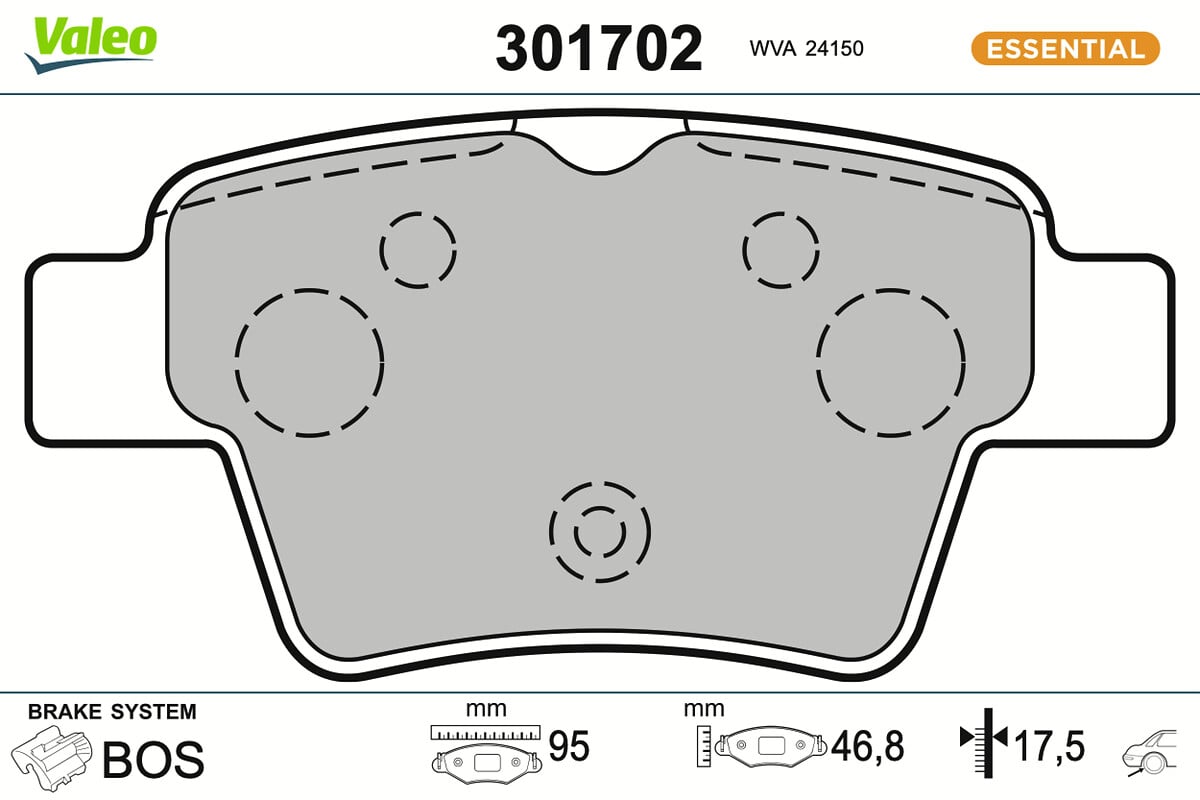 Jogo de 4 pastilhas de travão VALEO ref. 301702